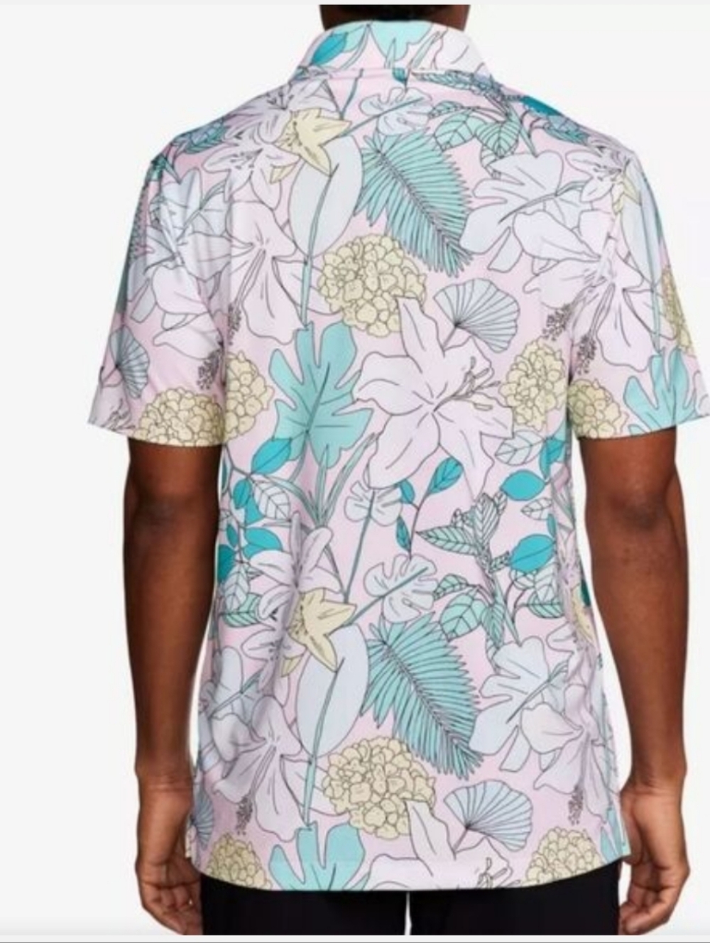 Bad Birdie Men's The Garden's Polo in Pastel Pink and Teal - Picture 2 of 6